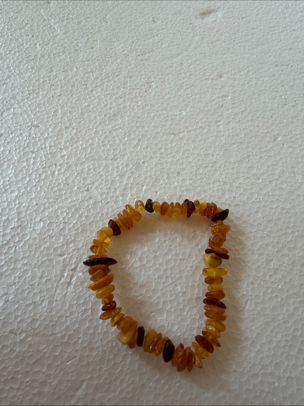 Amber Chip Bead Stretch Bracelet - Honey & Cognac Tones Amber from Latvia